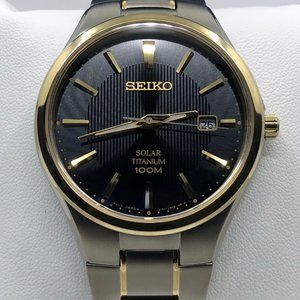 Titanium Seiko Solar Men's Watch with Full Titanium Bracelet SNE382